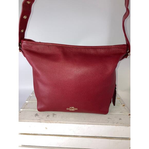 COACH 35775, LARGE RED PEBBLED LEATHER CROSSBODY BAG - Picture 2 of 16